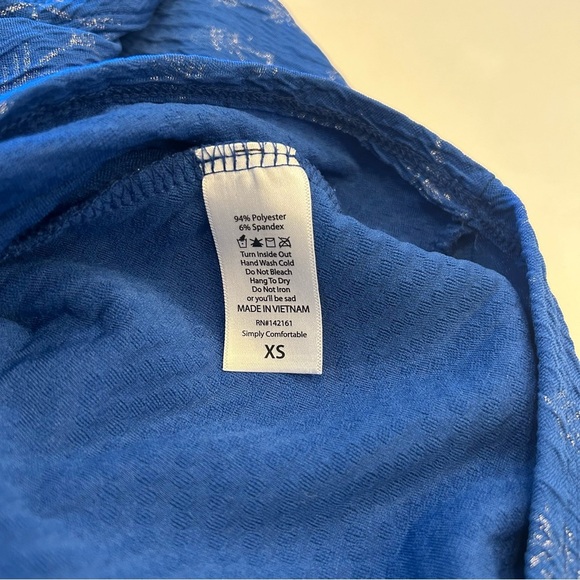 NWOT Lularoe Carly Dress, Blue With Silver Arrow Print, XS - Picture 7 of 7